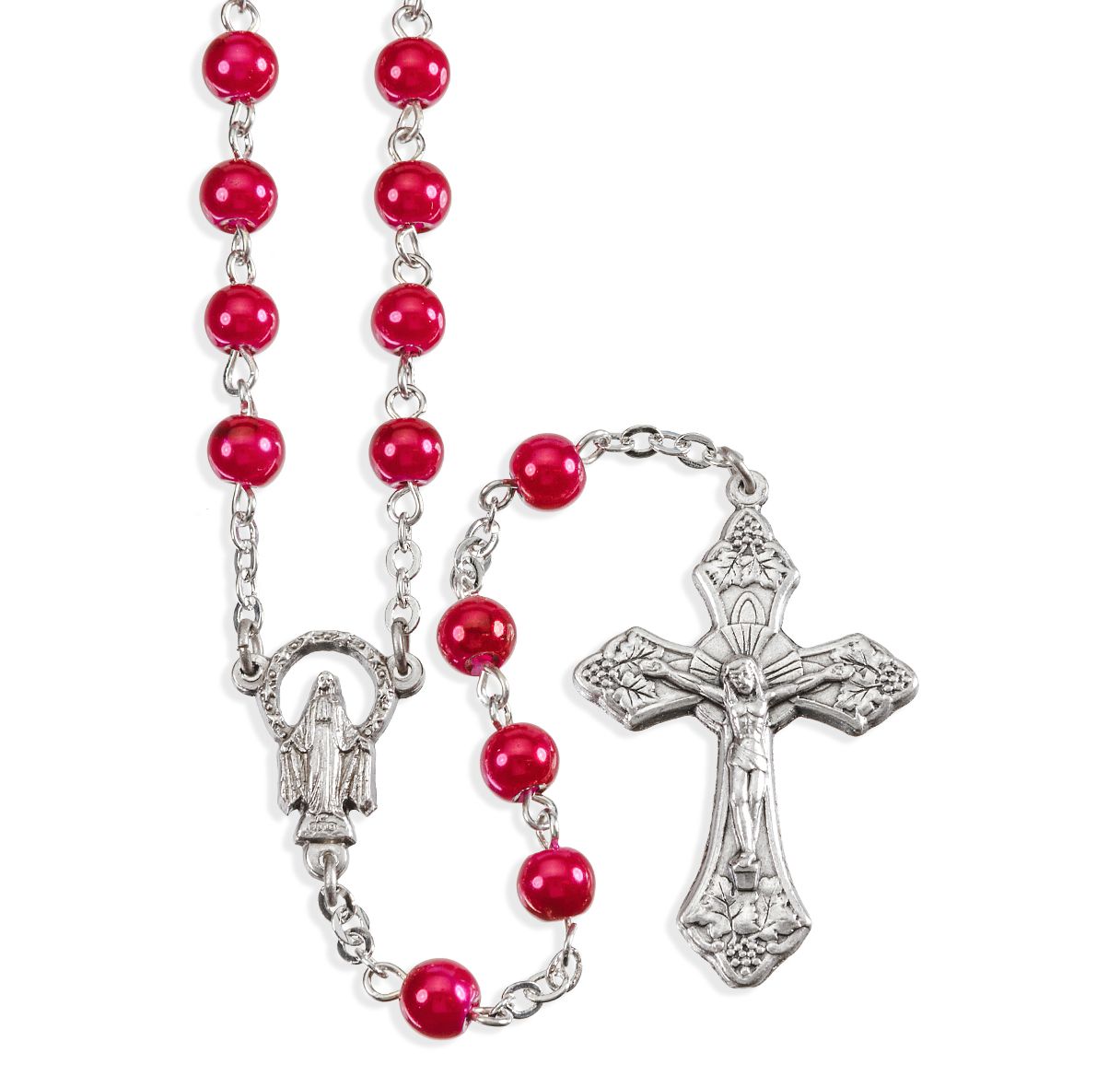 Rosary/Pearlized Ruby/Box