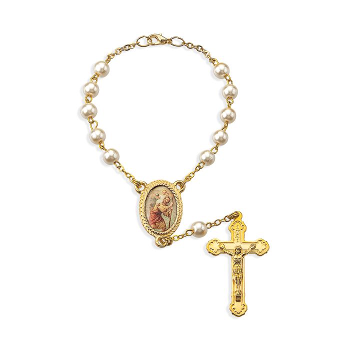 Auto Rosary-St Christopher-Gold