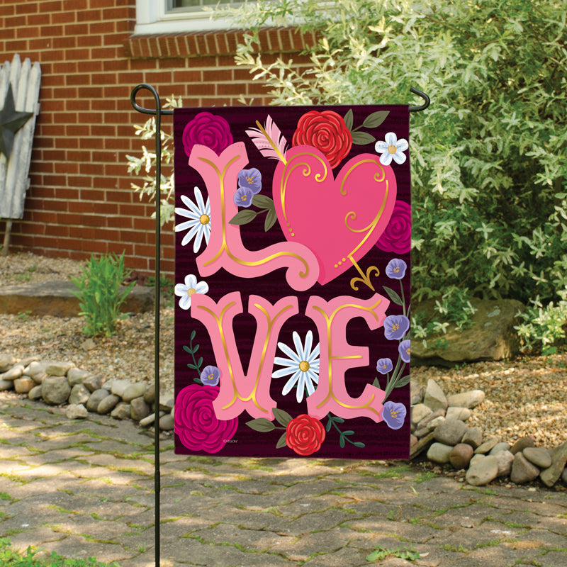 Garden Flag-Love-Red Heart-18"