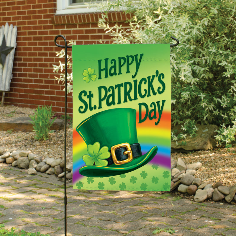 Garden Flag-Happy St Patrick's Day-Rainbow-18"
