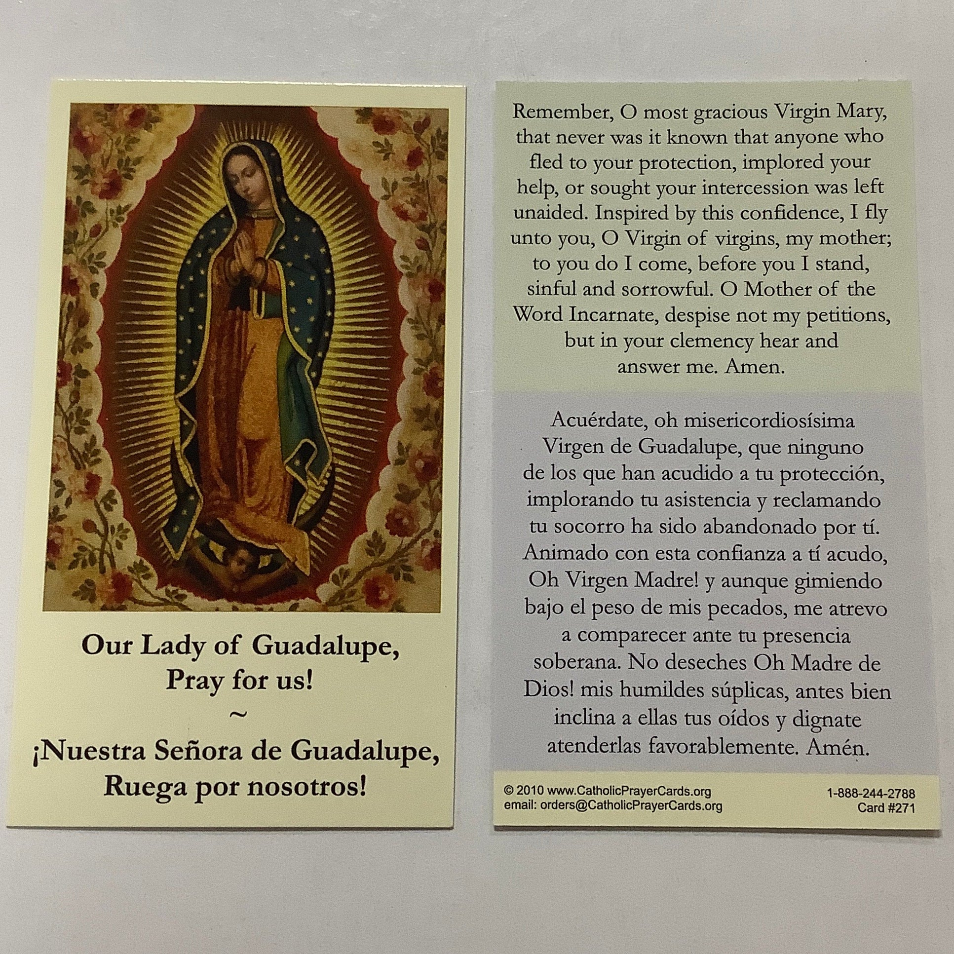 BM-#271/CPC-Bilingual-Our Lady of Guadalupe-Memorare