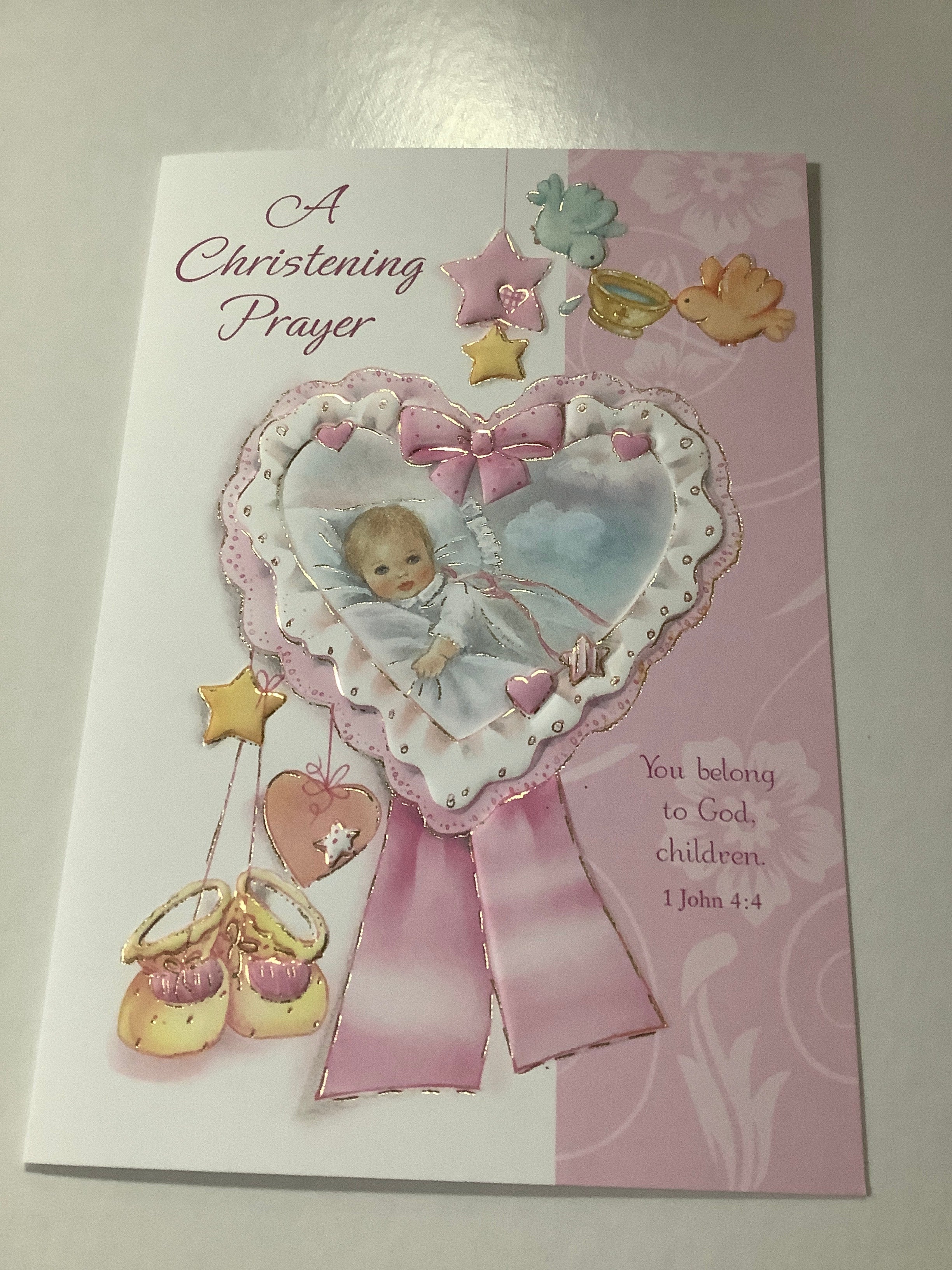 Card/Christening Prayer/Pink