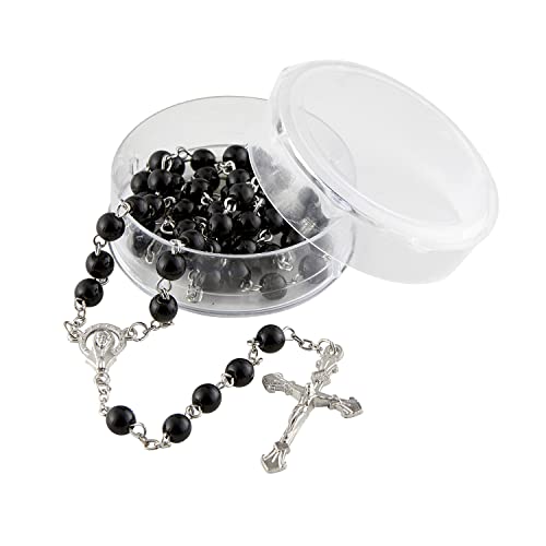 Rosary/Glass Bead/Blk/Case