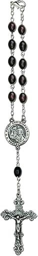 Auto Rosary-Brown-Wood-Silver-Traveler's Prayer-RY 76