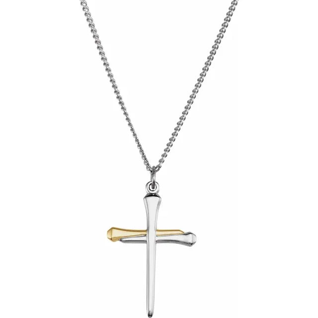 Necklace/Nail Cross/24"/14KY/SS Chain