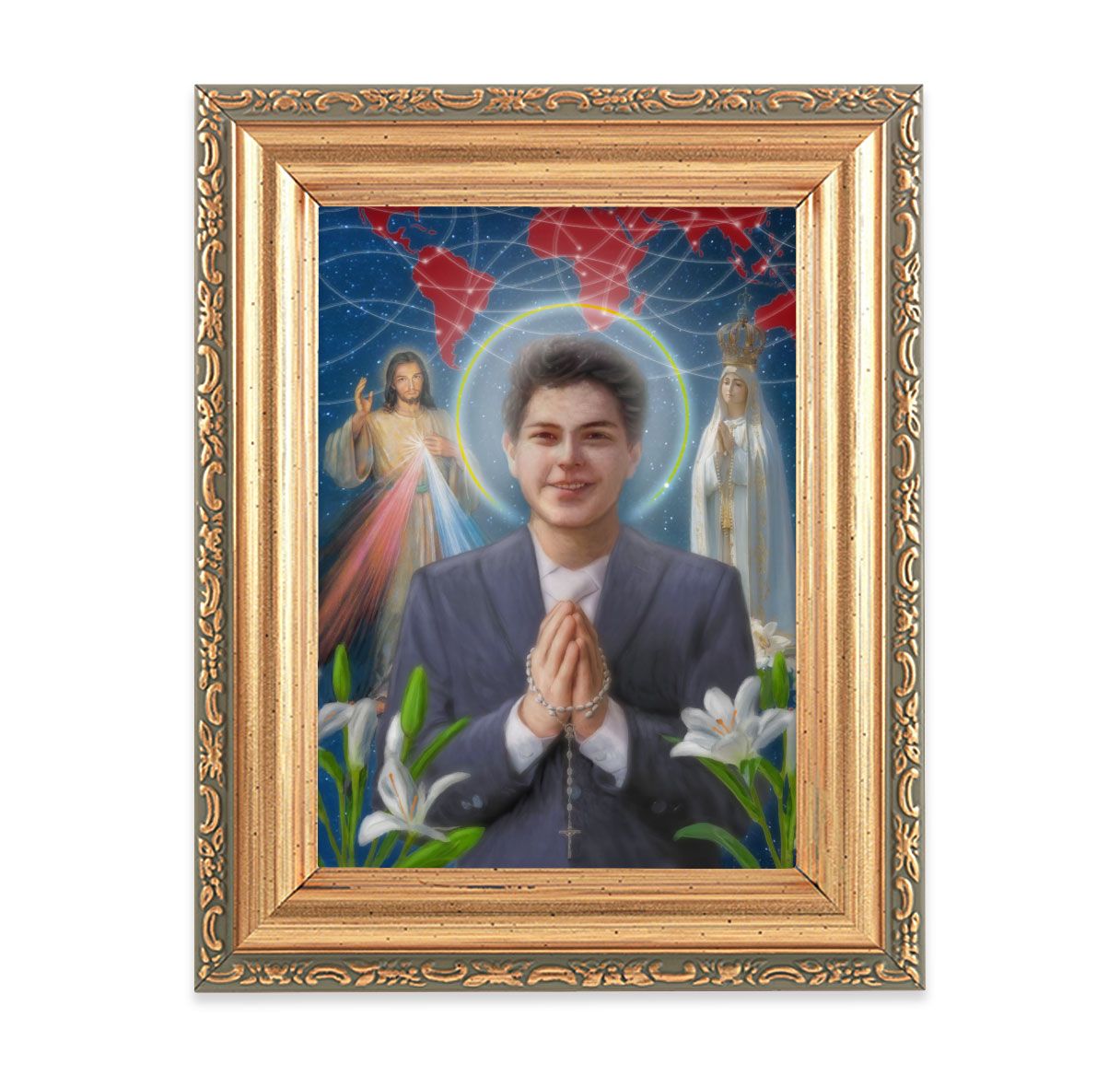 Framed Print-St. Carlos Acutis-Antique Gold