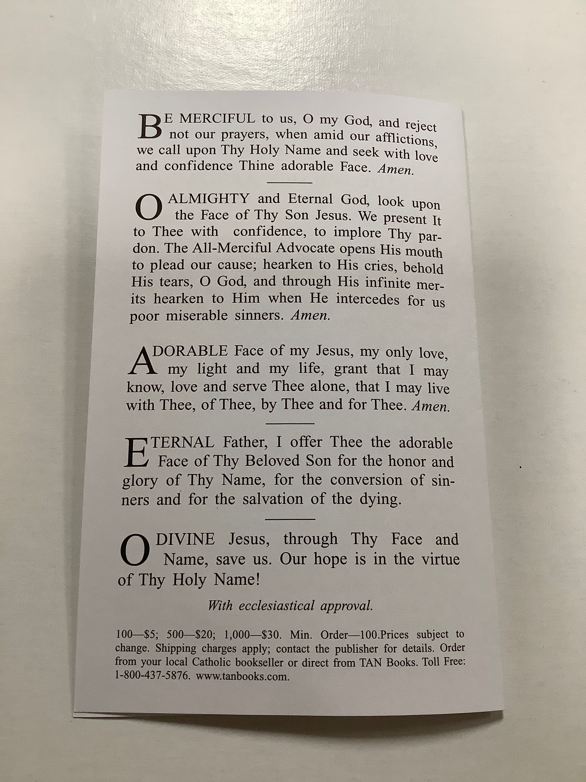 Leaflet/The Holy Face of Jesus