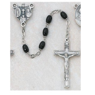 Rosary/4x6mm Black Glass/Oval