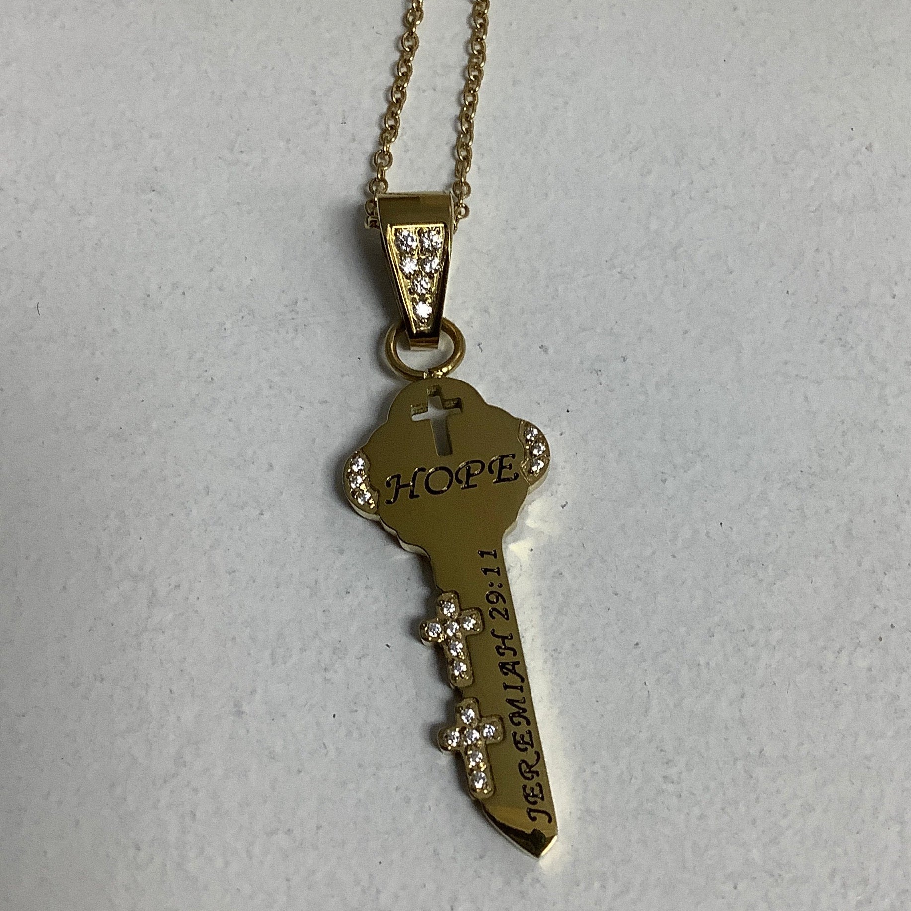 Necklace-Jer 29:11-Key-Hope-Gold