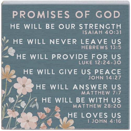 Block-Promises Of God-Teal w/Flowers