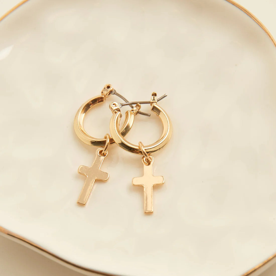 Jewelry-Earrings-Hoop-Cross-Gold