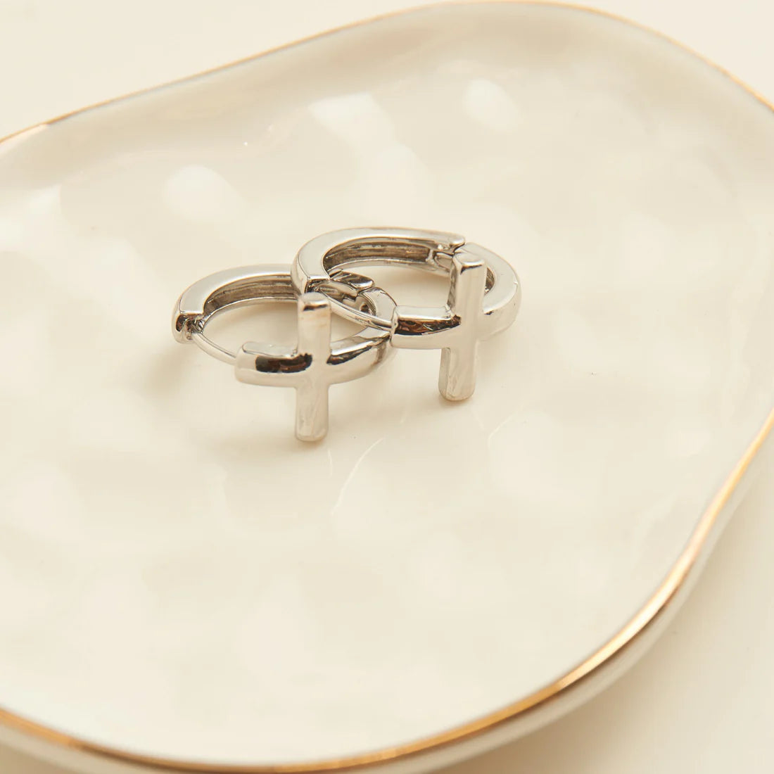 Jewelry-Earrings-Hoop-Cross-Silver