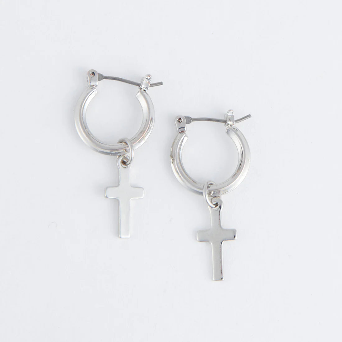 Jewelry-Earrings-Hoop-Cross-Silver