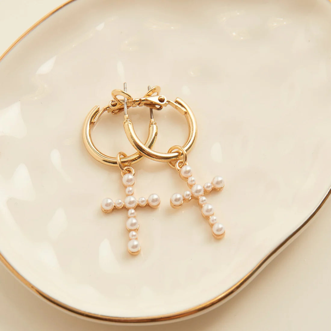 Jewelry-Earrings-Hoop-Cross-Pearl