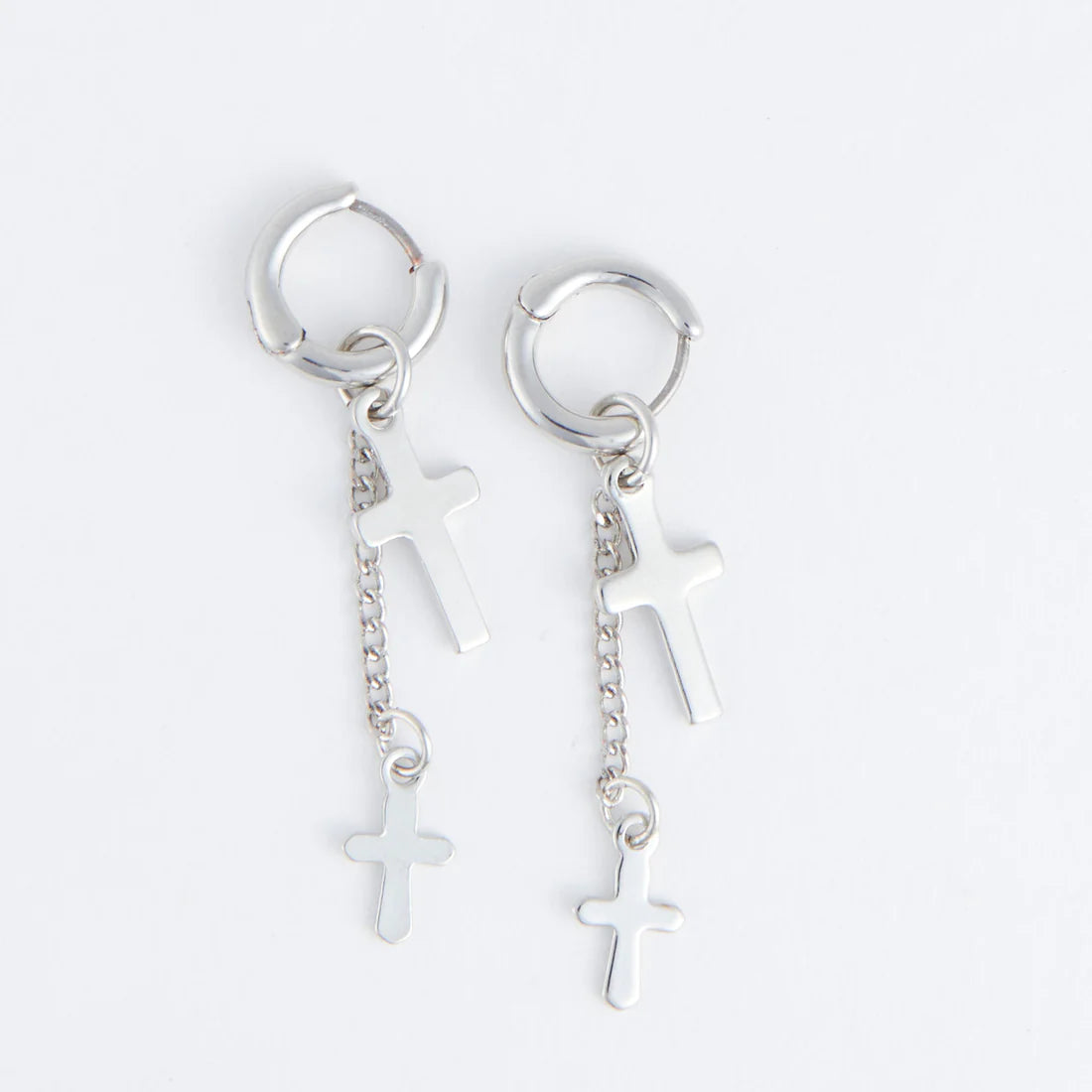 Jewelry-Earrings-Hoop-Chain-Crosses-Silver
