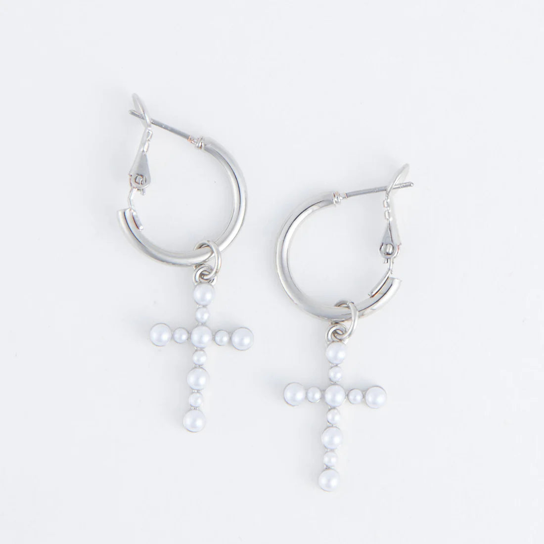 Jewelry-Earrings-Hoop-Cross-Pearls-Silver