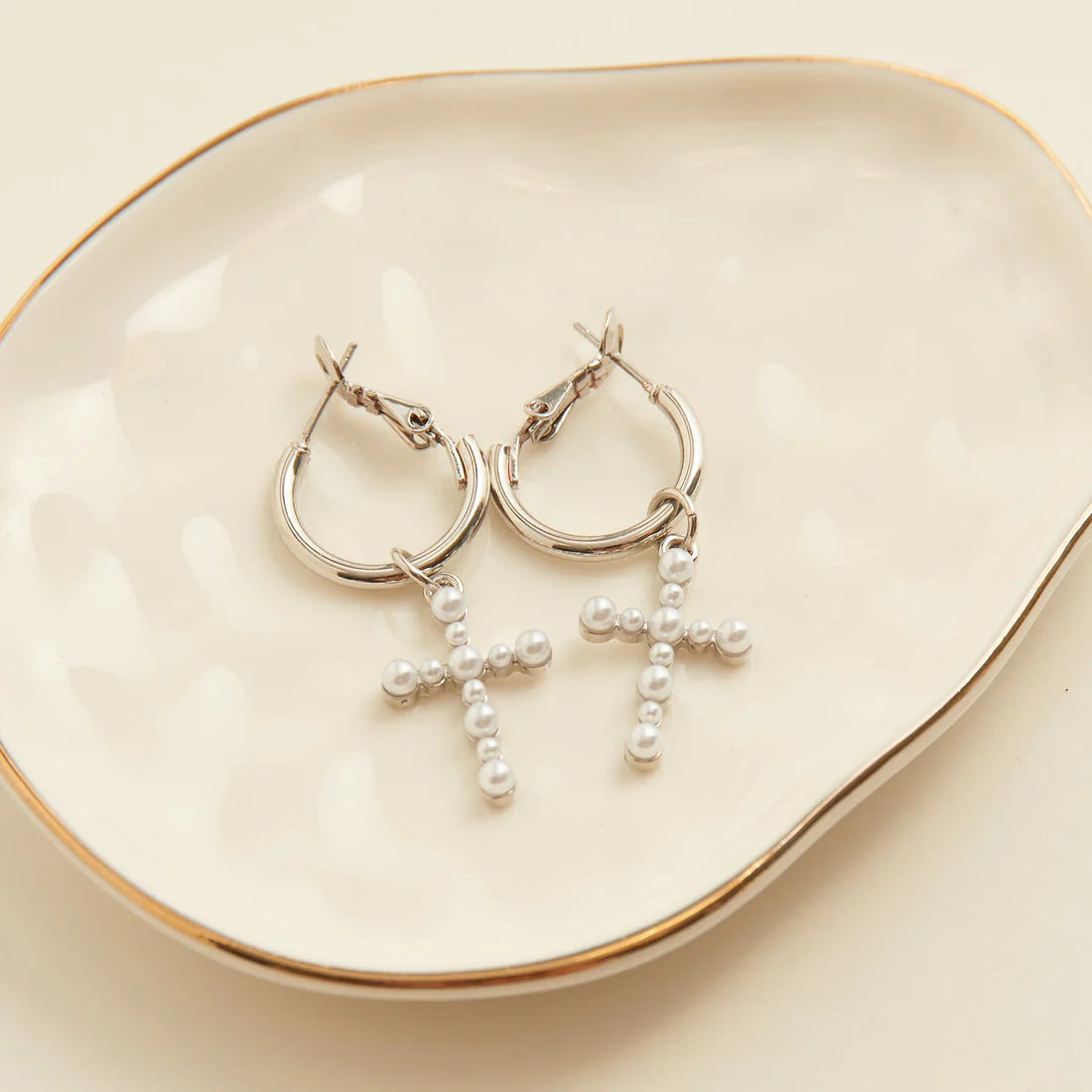 Jewelry-Earrings-Hoop-Cross-Pearls-Silver