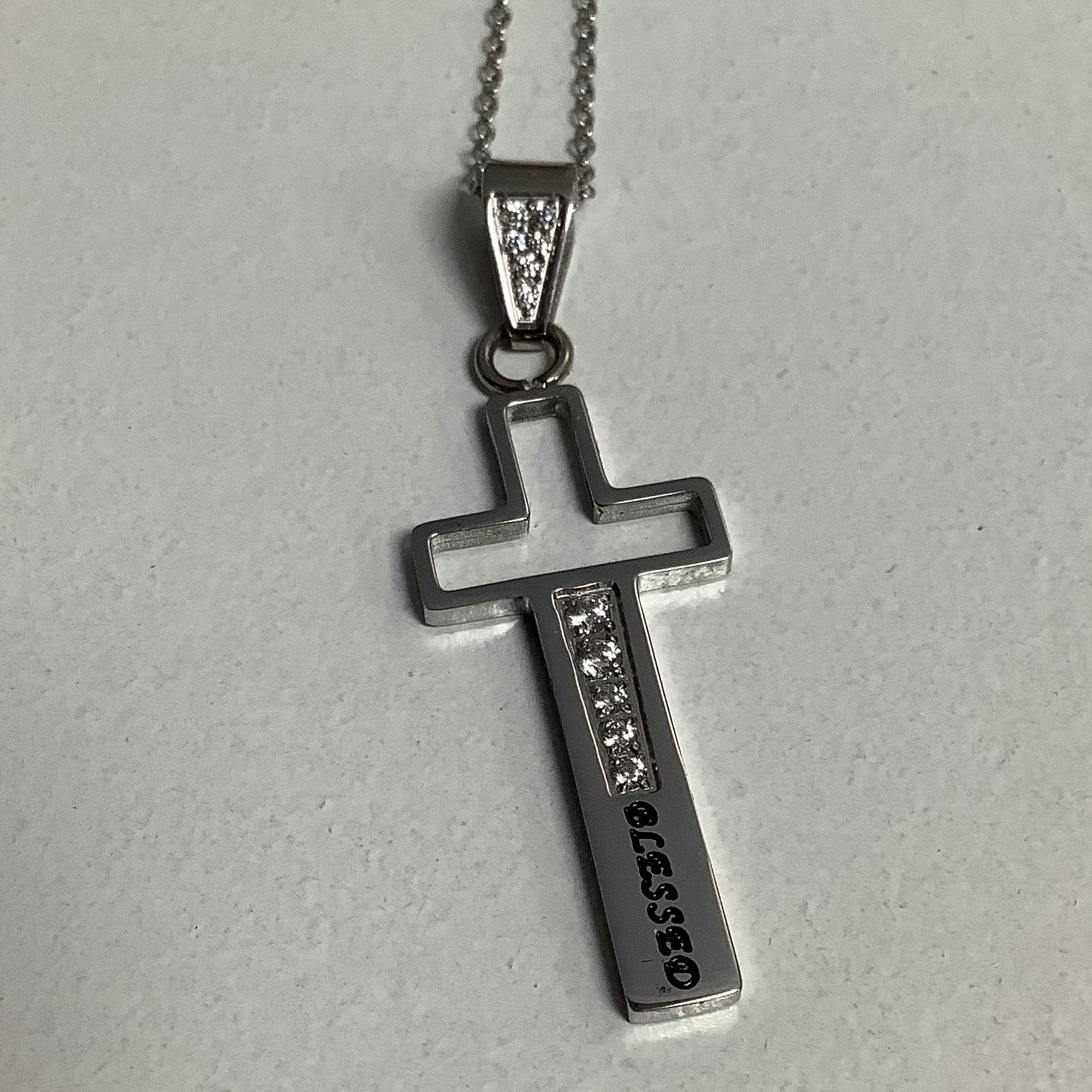 Necklace-Psa 34:8-Window Cross-Blessed