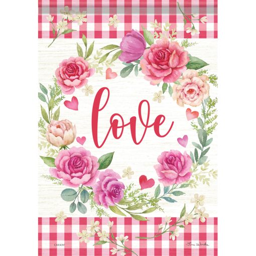 Garden Flag-Love-Rose Wreath