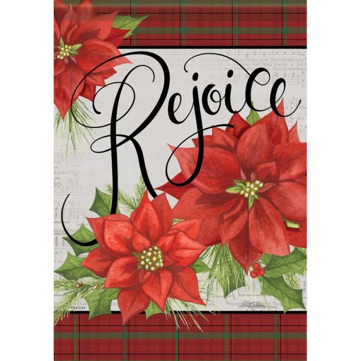 Garden Flag-Rejoice Greenery-Poinsettia