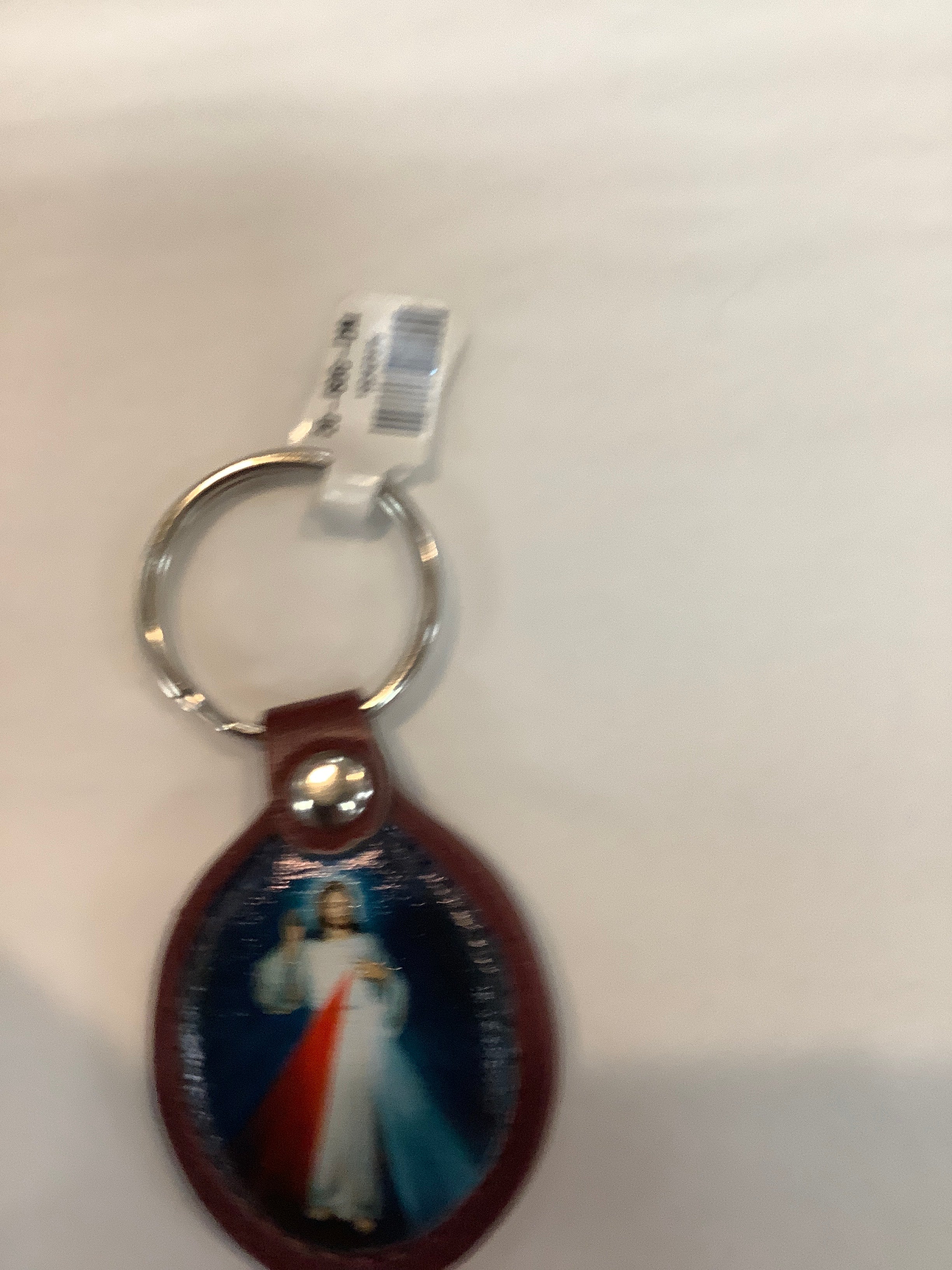 Keychain-Divine Mercy-Leather