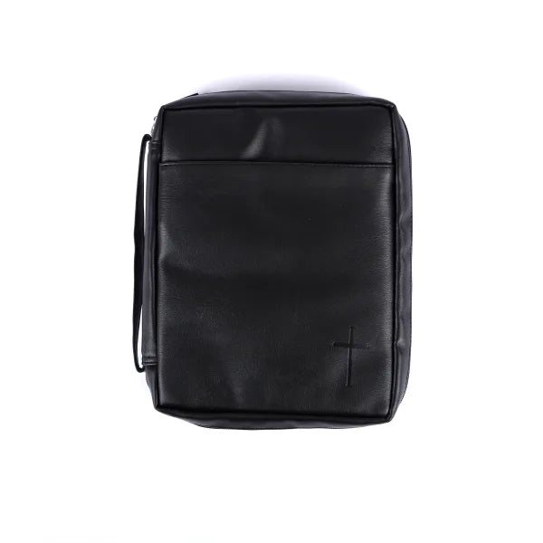 Bible Cover-XL-Black-Imitation Leather Cross