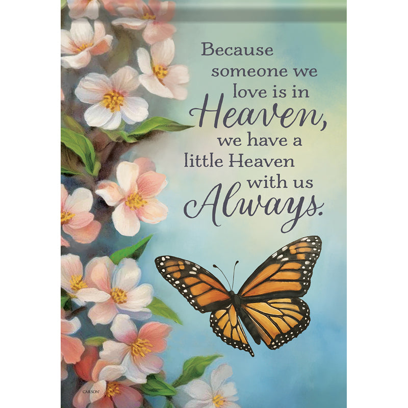Garden Flag-Heaven With Us-Flowers-Butterfly-18"