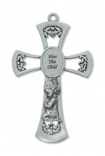 Cross/Girl/Pewter/Bless This