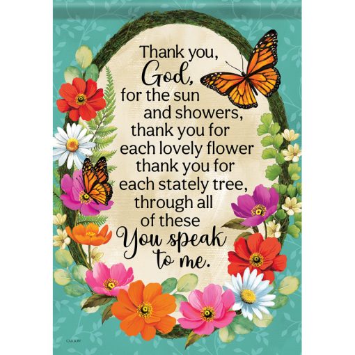 Garden Flag-Garden Prayer -Floral W/Butterflies