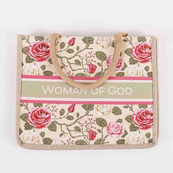 Tote Bag-Woman of God-Floral-Woven
