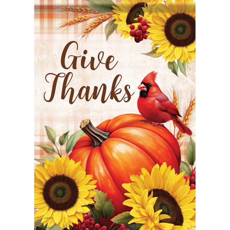 Garden Flag-Thanksgiving-Give Thanks-18"