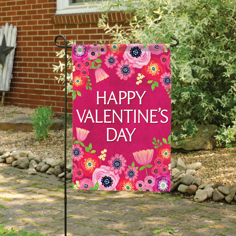 Garden Flag-Happy Valentine's Day-Floral-18"