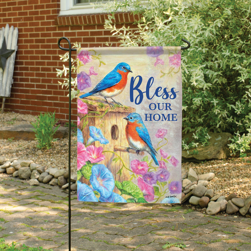 Garden Flag-Bless Our Home-Birdhouse-18"
