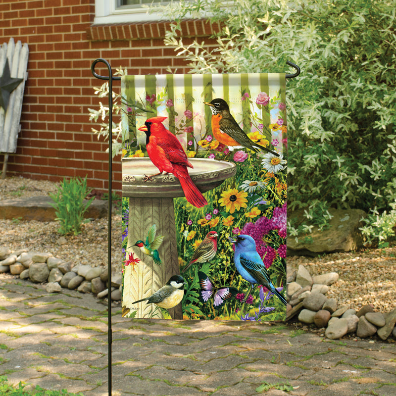 Garden Flag-Songbird Birdbath-18"