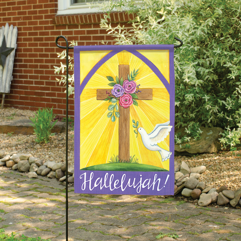 Garden Flag-Hallelujah-Easter Cross-18"