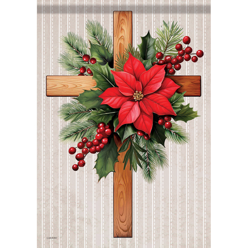 Garden Flag-Cross-Merry Christmas-40"