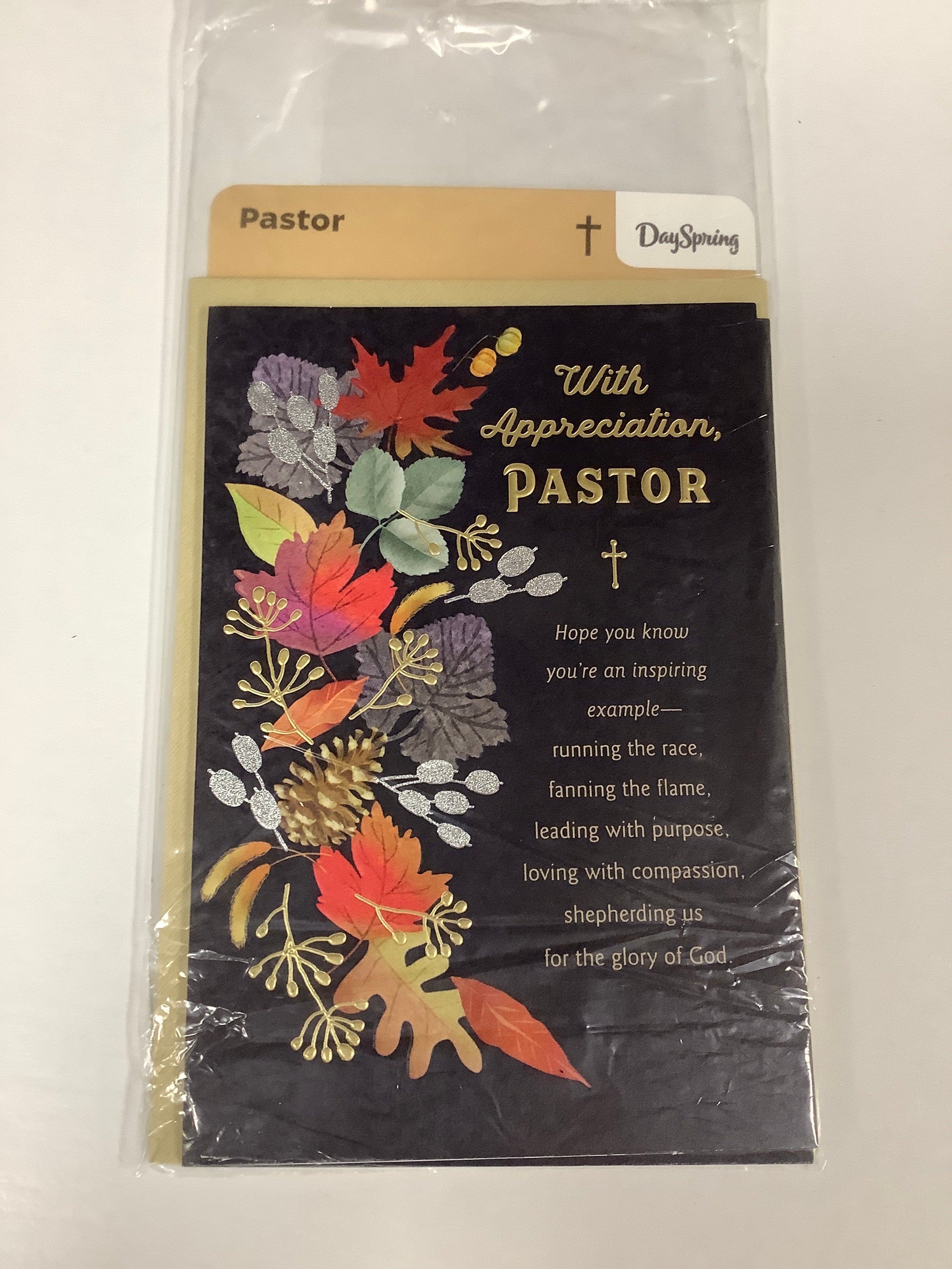 Card-Pastor-Navy Background Colorful Leaf-J9378