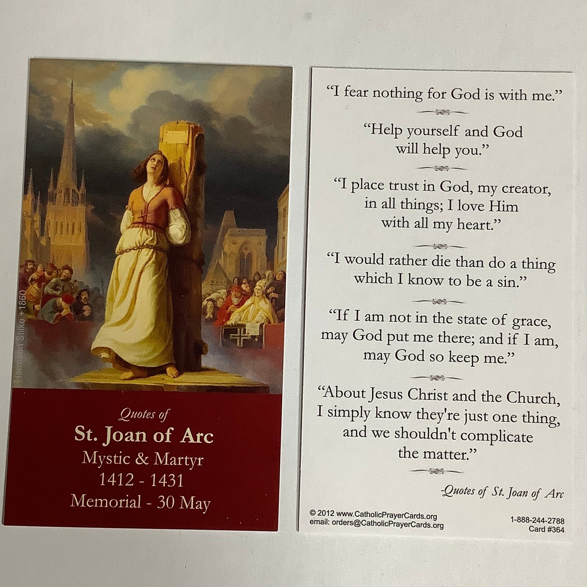 BM-#364/CPC-St. Joan of Arc Prayer Card