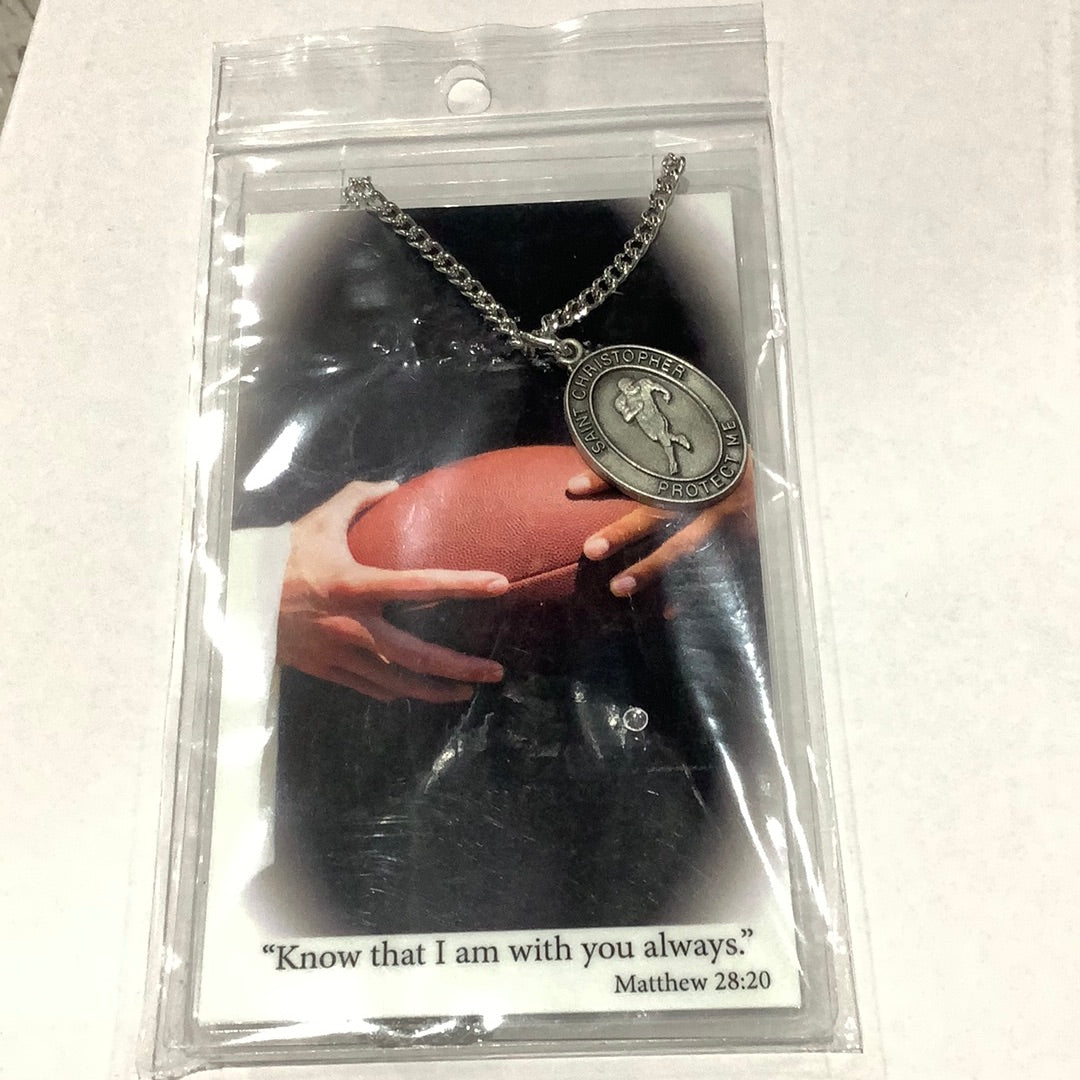 Necklace/24"/Football/St.Christopher
