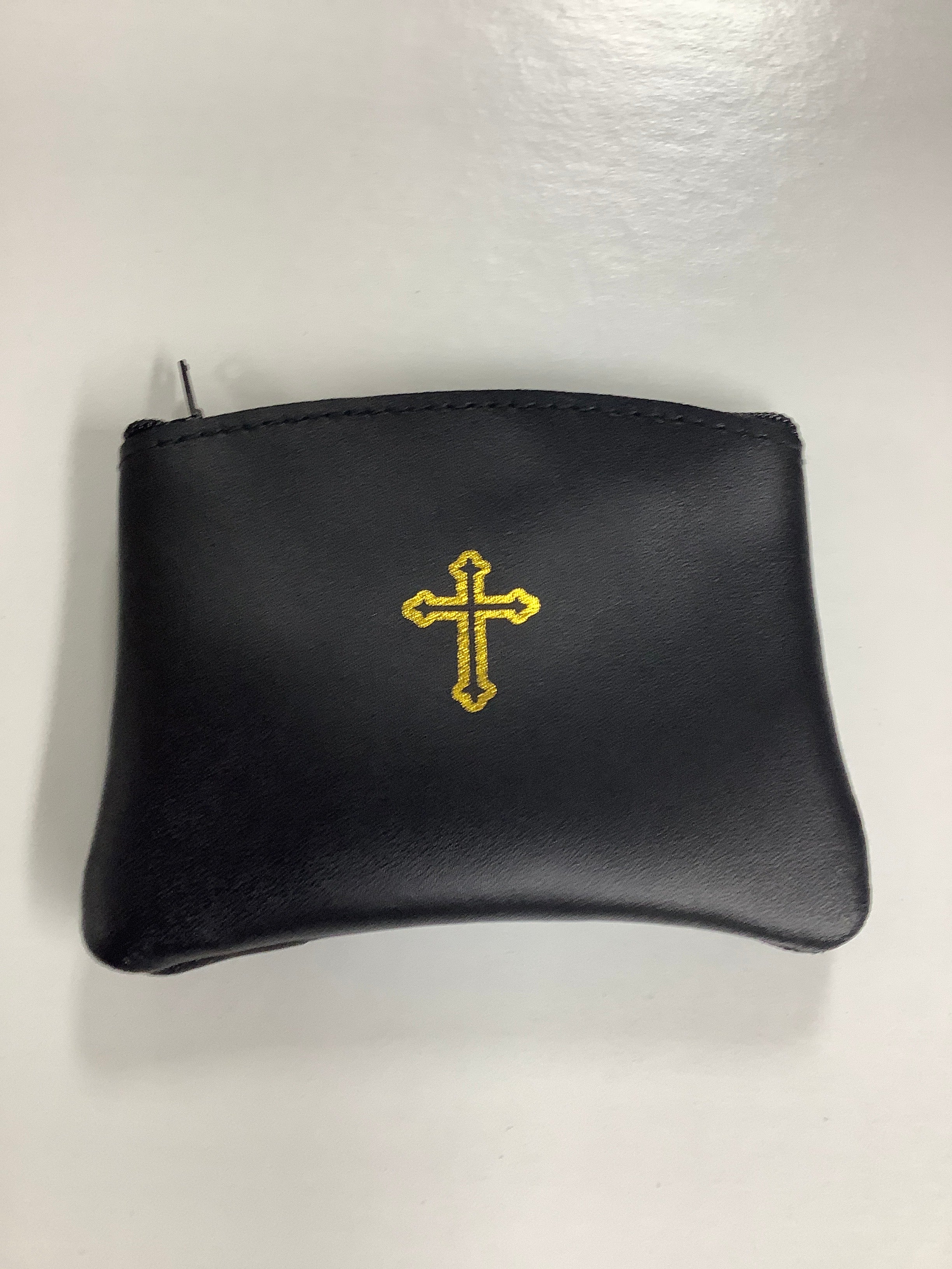 Rosary Case/Black/Cross/Zip