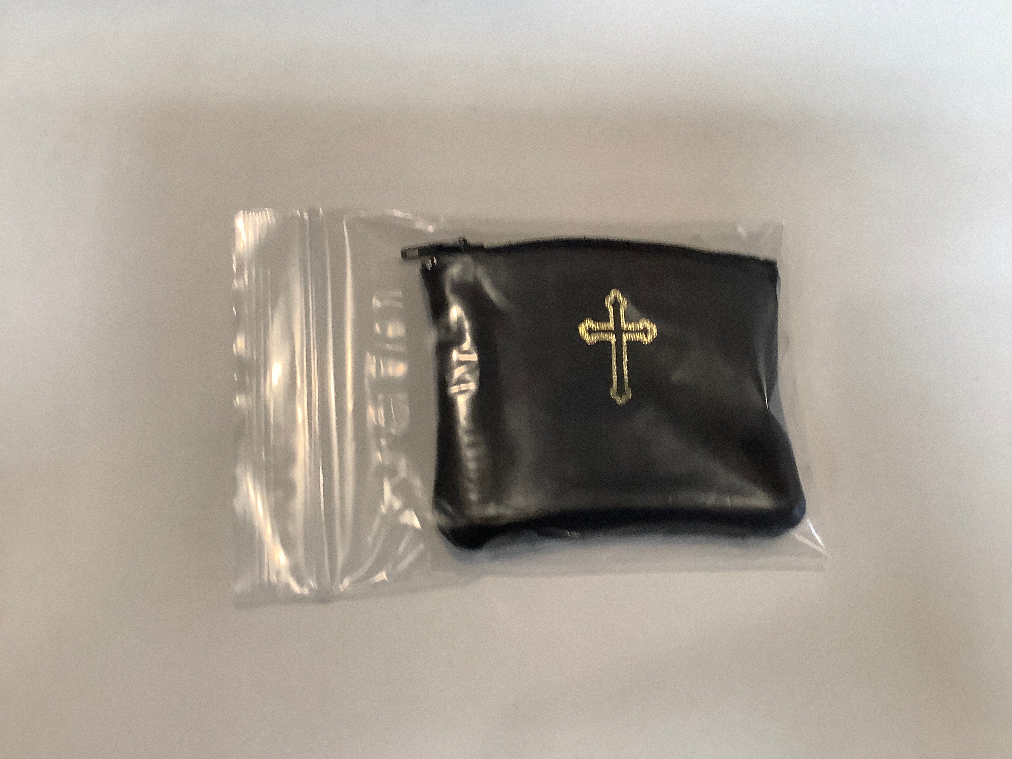 Rosary Case-Anti Tarnish-Black-Cross-Zip