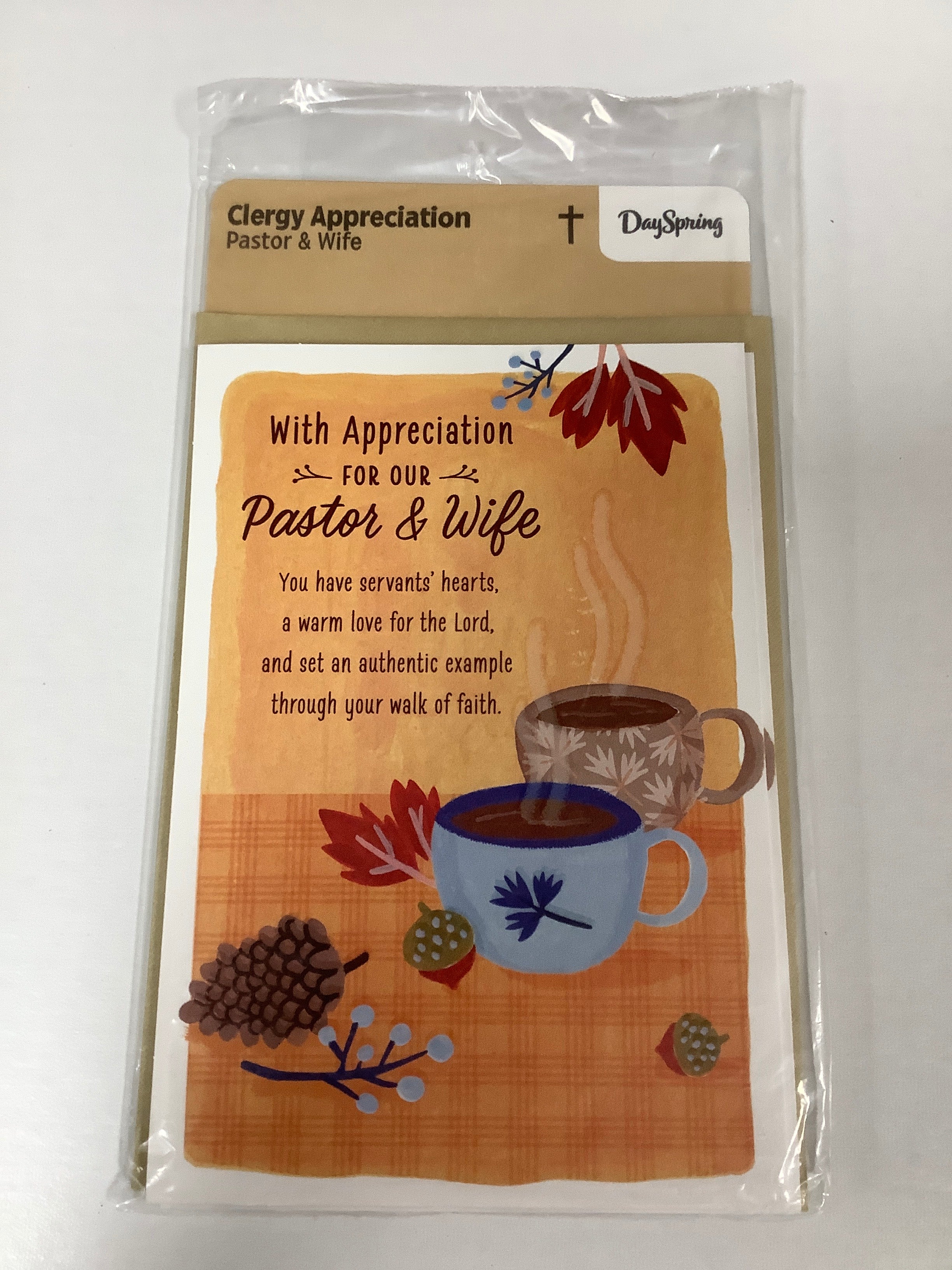 Card-Clergy Appreciation-Pastor & Wife-Coffee Mugs Leaf-U4465