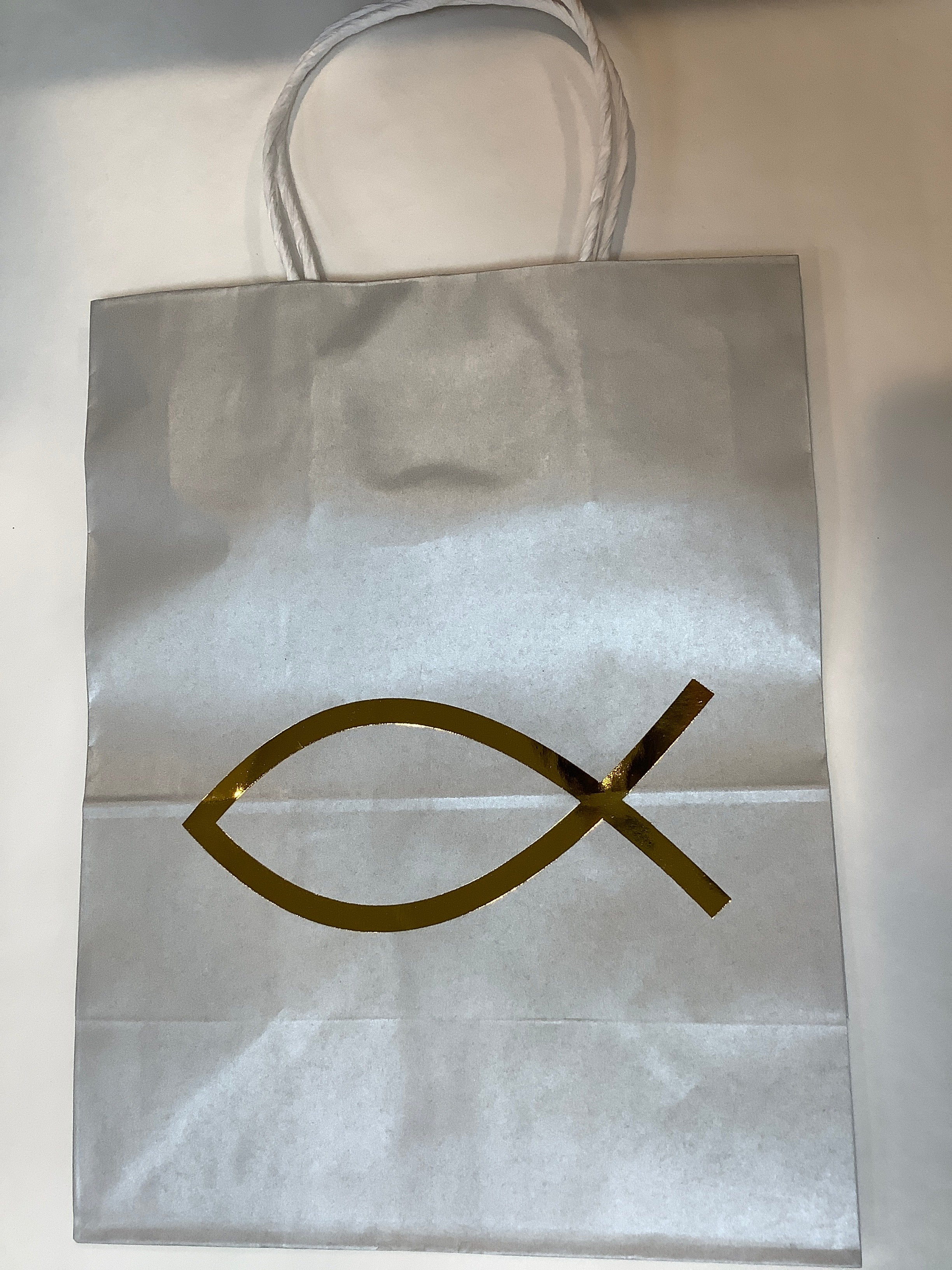Gift Bag-Christian Fish-Silver/Gold