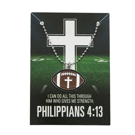 Necklace-Football-Bible Verse Card-20"