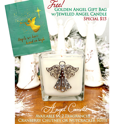 Candle-w/Jeweled Angel-Cranberry Chutney (with Bag)