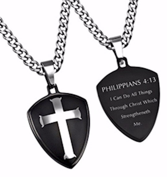 Necklace-ST/24"/Shield-Cross/Ph4:13