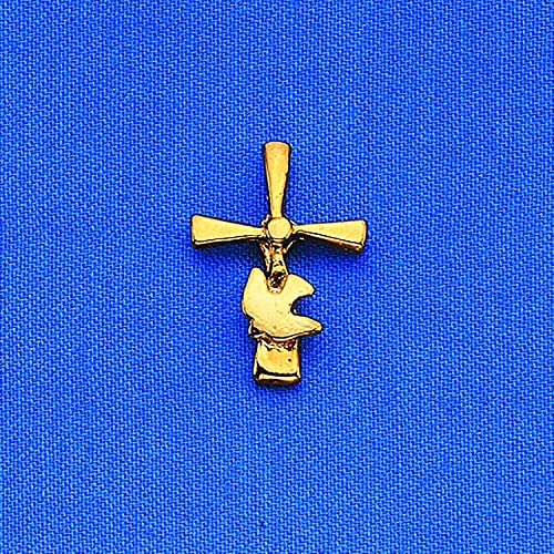 Lapel Pin/Cross/Dove/Gold