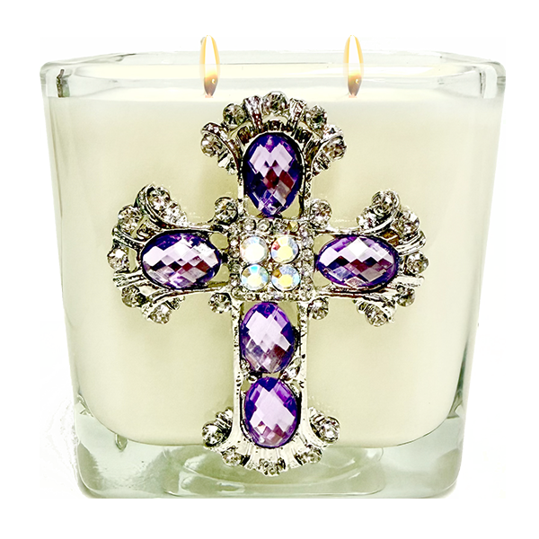Candle-Jeweled Cross-Myrrh-Amethyst Crystal