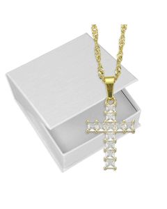 Necklace-1" Cross-Gold Tone