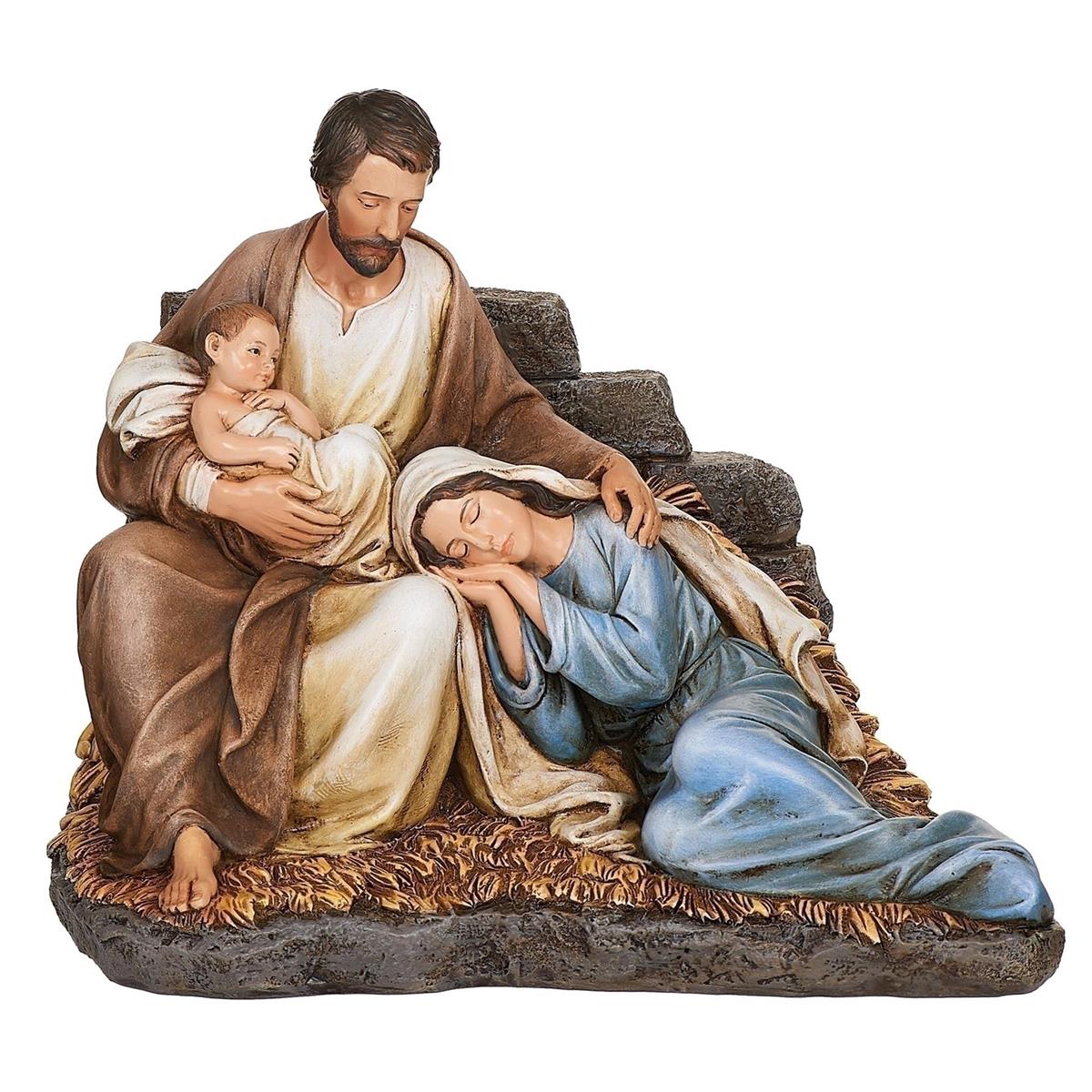 Figure-Holy Family-Sleeping Mary Joseph & Baby Jesus-6.75"